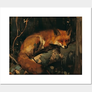 Red Fox Cozy Sleeping Forest Posters and Art